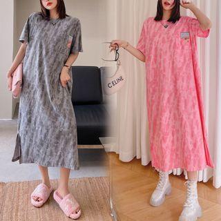 Short-sleeve Tie Dye Midi T-shirt Dress