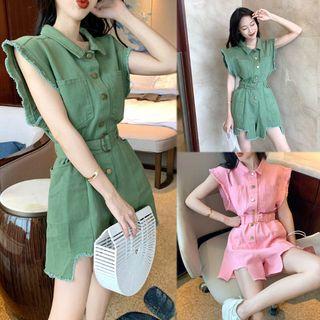 Irregular Hem Sleeveless Playsuit