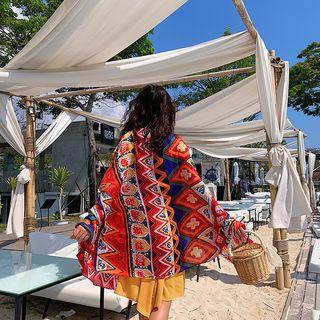 Patterned Shawl Tangerine - One Size