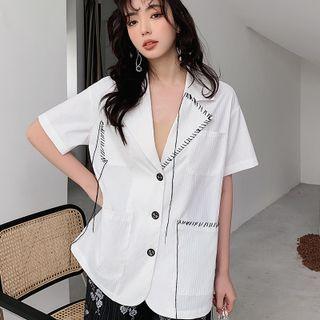 Elbow-sleeve Notch Lapel Shirt / Shorts