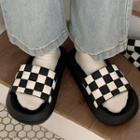Checkerboard Platform Slide Sandals