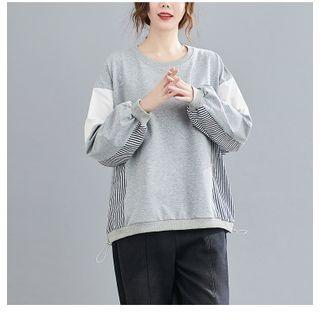 Color-block Striped Panel Sweatshirt