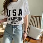 Usa Letter Cotton T-shirt