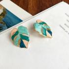 Leaf Drop Earring 1 Pair - Green & Pink - One Size