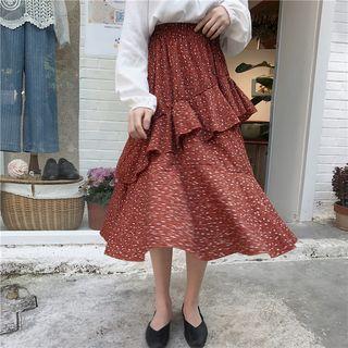 Frilled Chiffon Midi Skirt