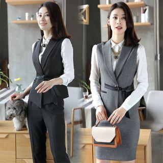 Long-sleeve Blouse / Vest / Pants / Mini Skirt Set