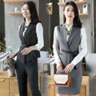 Long-sleeve Blouse / Vest / Pants / Mini Skirt Set