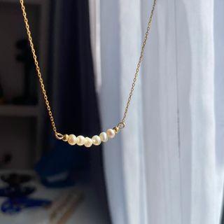 Sterling Silver Freshwater Pearl Necklace Gold & White - One Size