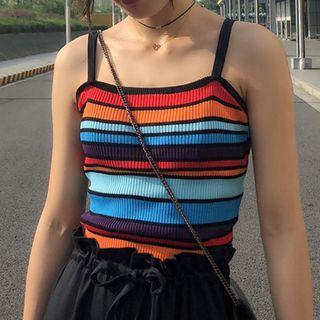 Spaghetti Strap Rainbow Stripe Top