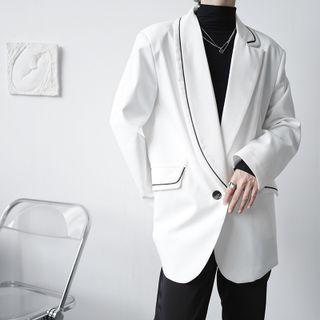 Contrast Trim Asymmetrical Blazer