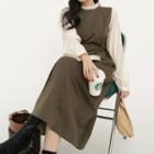 Long Sleeve Two Tone Midi Dress Coffee - One Size
