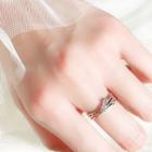 925 Sterling Silver Rhinestone Open Ring 1 Pcs - Silver - One Size