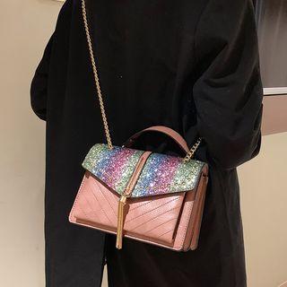 Sequined Panel Satchel