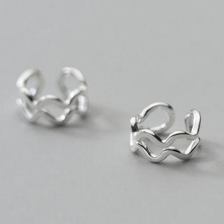Wavy Sterling Silver Layered Cuff Earring 1 Pair - Silver - One Size