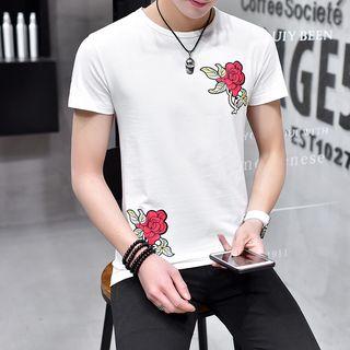Short-sleeve Rose Printed T-shirt