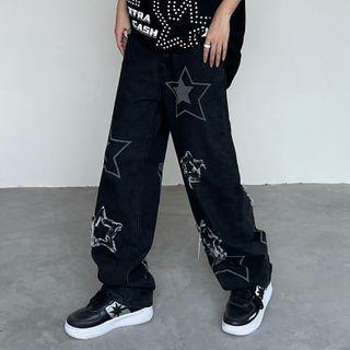 Star Print Loose Fit Jeans