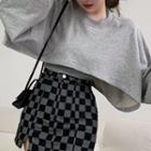 Cropped Sweatshirt / Camisole Top / Check A-line Skirt