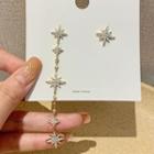 Non-matching Rhinestone Star Dangle Earring 1 Pair - 925 Silver Needle - One Size