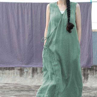 Sleeveless Linen Midi A-line Dress