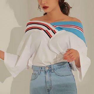 Off-shoulder Striped Trim Top