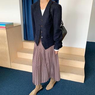 V-neck Wool Blend Jacket