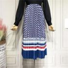 High-waist Patterned Midi A-line Skirt