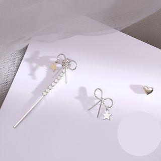 Non-matching Bow Stud Earring As Shown In Figure - One Size