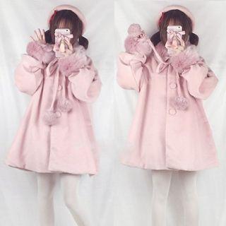 Faux Fur Trim Single-breasted Coat