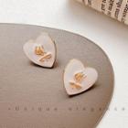 Flower Heart Glaze Earring A258 - 1 Pair - White - One Size
