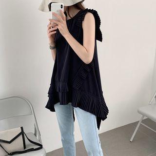 Irregular Hem Sleeveless Chiffon Blouse