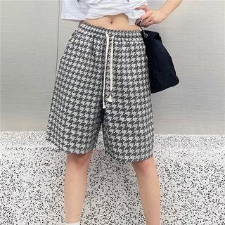 Drawstring Waist Houndstooth Shorts