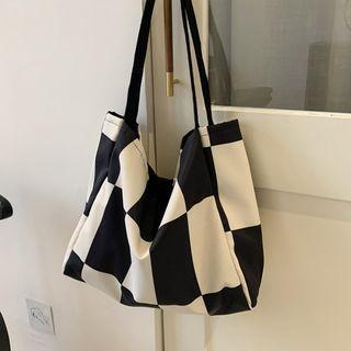 Check Tote Bag Plaid - Black & White - One Size