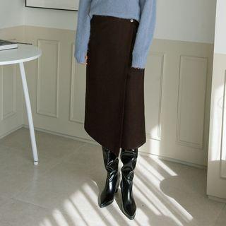 Wrap-front Long H-line Skirt