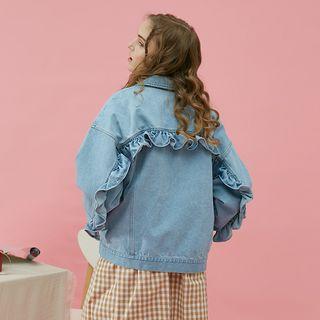 Frill Trim Long-sleeve Denim Jacket