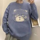 Bear Pattern Long-sleeve Knit Sweater