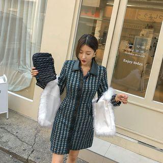 Pattern Tweed A-line Shirtdress