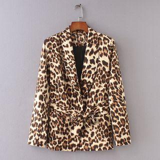 Leopard Print Button Blazer