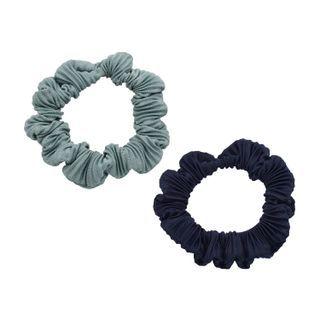 Set Of 2: Basic Scrunchy Hair Tie Navy Blue - One Size