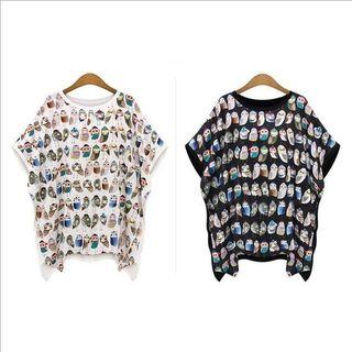 Cartoon Printed Batwing T-shirt