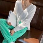 Plain Cardigan / High-waist Sweatpants