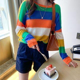 Rainbow-stripe Light Knit Top Rainbow - One Size