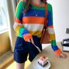 Rainbow-stripe Light Knit Top Rainbow - One Size