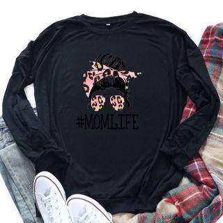 Momlife Print Round-neck Long-sleeve T Shirt