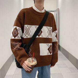 Argyle-panel Sweater