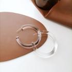 Transparent Open Hoop Earring 1 Pair - S925 Silver Needle - Transparent - One Size
