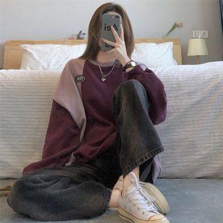 Patch Color Block Sweatshirt