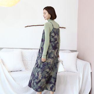 Spaghetti-strap Dyed Maxi A-line Dress