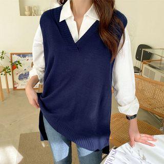 Plus Size V-neck Dip-back Vest