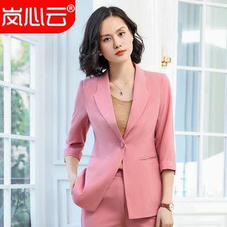 3/4-sleeve Single Button Blazer / Dress Pants / Set
