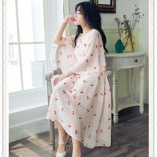 Set: Cherry Print Chiffon Dress + Slipdress